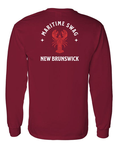 Maritime Swag New Brunswick Mandala Red Lobster Left Chest and Back Long Sleeve Tee