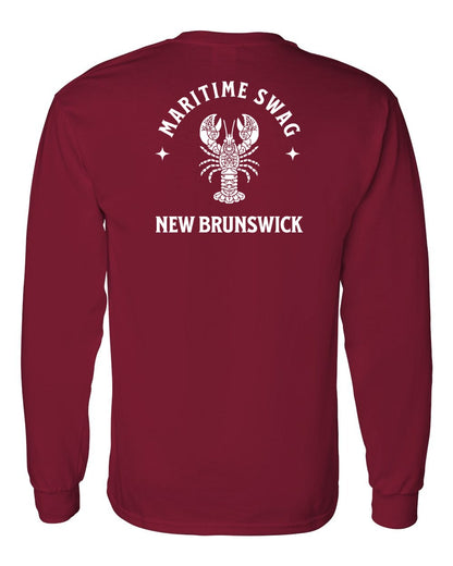 Maritime Swag New Brunswick Mandala white Lobster Left Chest and Back Long Sleeve Tee