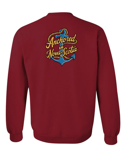 Anchored in Nova Scotia (New Design) Left Chest and Back crew-neck