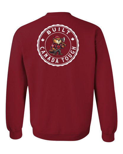 Built Canada Tough Male Beaver Left Chest and Back Crewneck