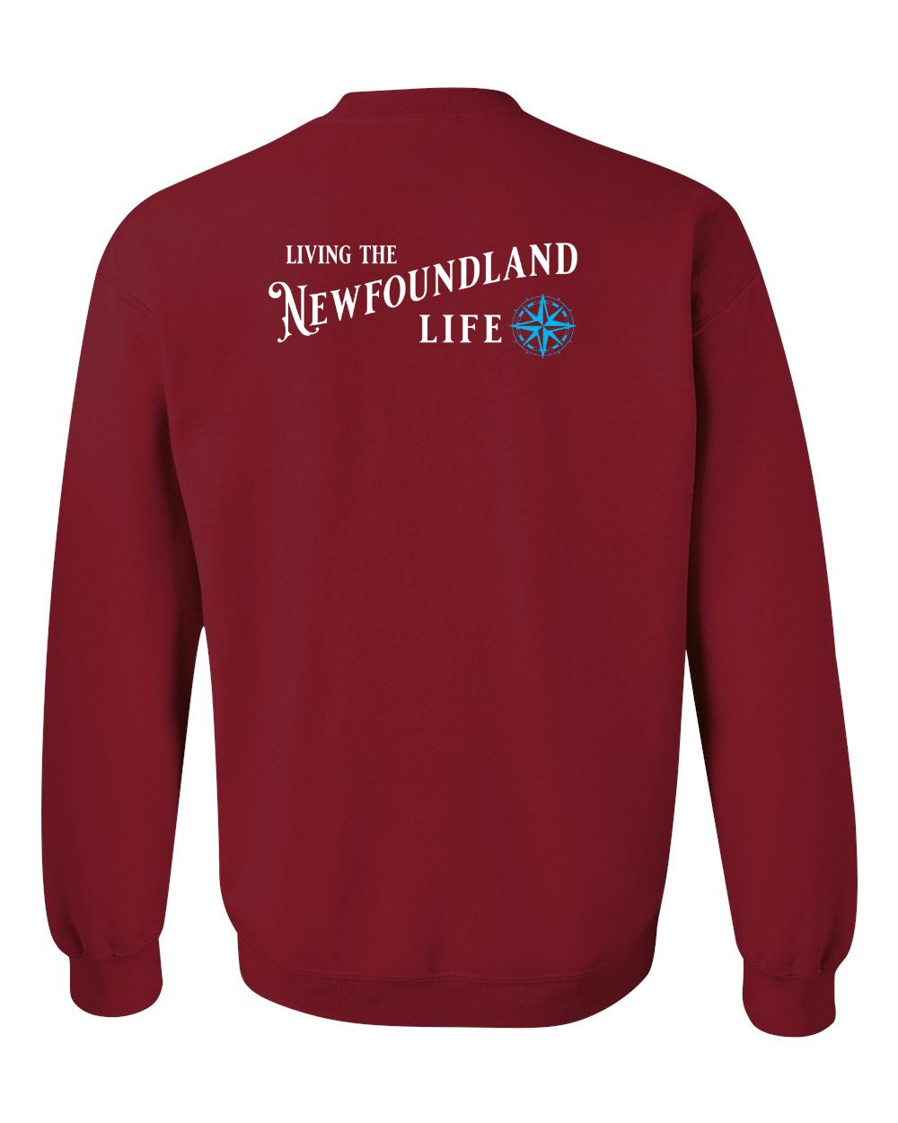 Living the Newfoundland Life blue Left Chest and Back Crewneck Sweatshirt
