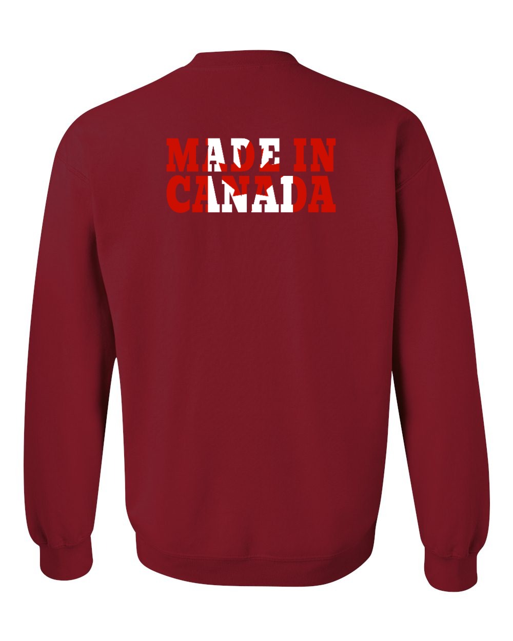 Made in Canada Flag Background Left Chest and Back Crewneck Sweatshirt - Gildan Canada (sewn Internationally) - Unisex