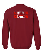 Made in Canada Flag Background Left Chest and Back Crewneck Sweatshirt - Gildan Canada (sewn Internationally) - Unisex