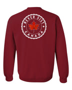 Never 51st Leaf Left Chest and Back Crewneck Sweatshirt - Gildan Canada (sewn Internationally) - Unisex