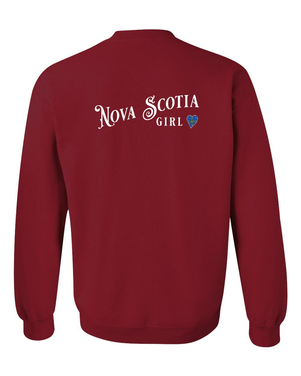 Nova Scotia Girl Tartan Heart Left Chest and Back crew-neck