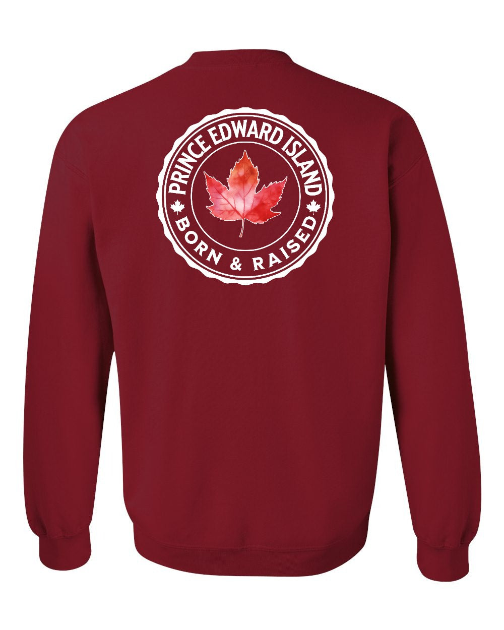 Born and Raised PEI Left Chest and Back Crewneck Sweatshirt - Gildan Canada (sewn Internationally) - Unisex