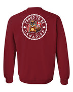 Proud to be Canadian Beaver Left Chest and Back Crewneck Sweatshirt - Gildan Canada (sewn Internationally) - Unisex