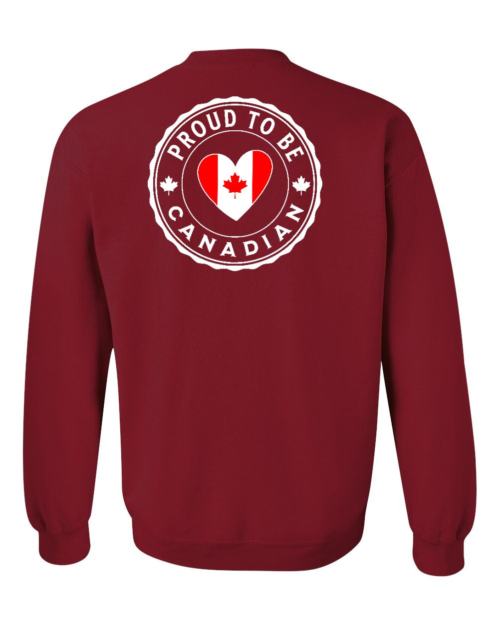 Proud to be Canadian Heart Flag Left Chest and Back Crewneck Sweatshirt - Gildan Canada (sewn Internationally) - Unisex