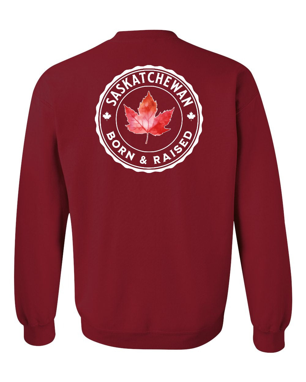 Born and Raised Saskatchewan Left Chest and Back Crewneck Sweatshirt - Gildan Canada (sewn Internationally) - Unisex