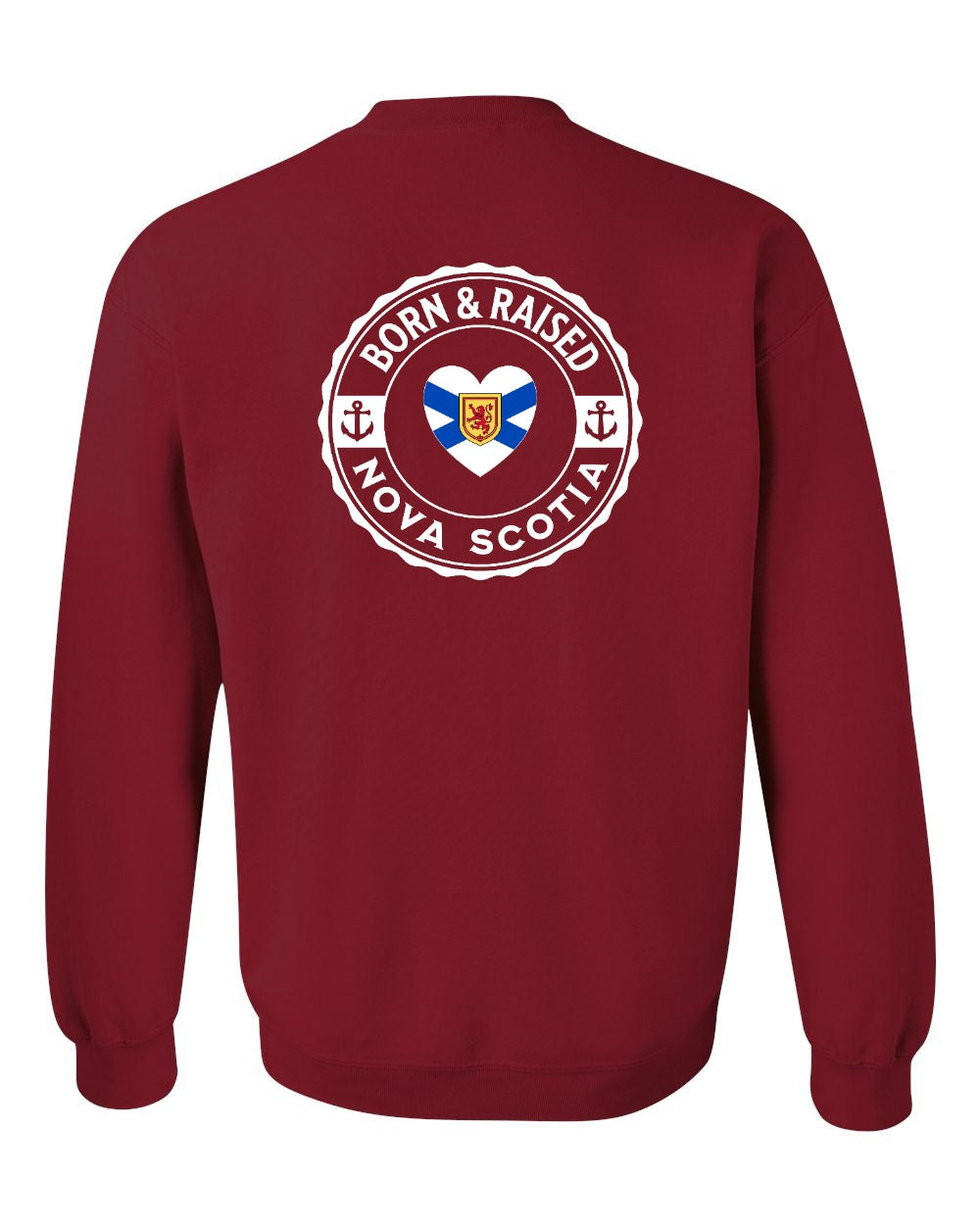 Born and Raised NS Heart Flag Left Chest & Back Crewneck Sweatshirt - Unisex