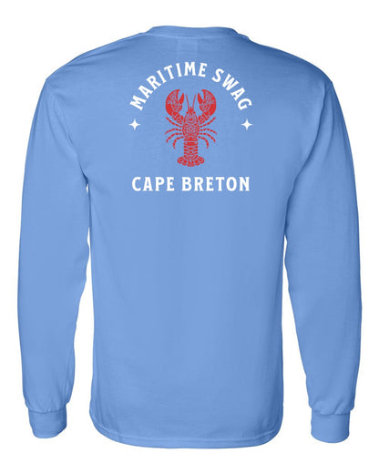 Maritime Swag Cape Breton Mandala Red Lobster Left Chest and Back Long Sleeve Tee