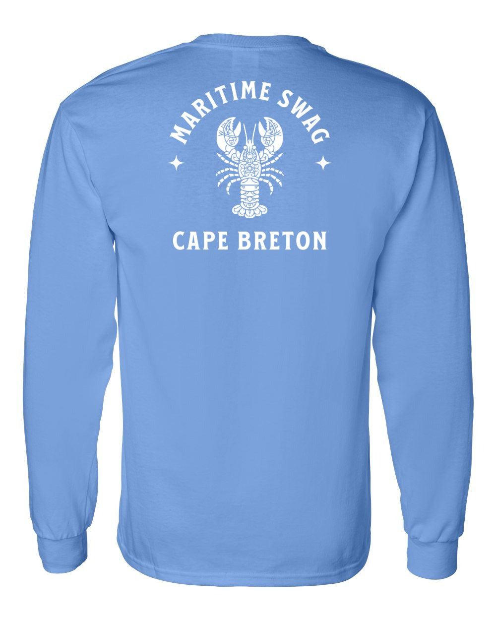 Maritime Swag Cape Breton Mandala white Lobster Left Chest and Back Long Sleeve Tee