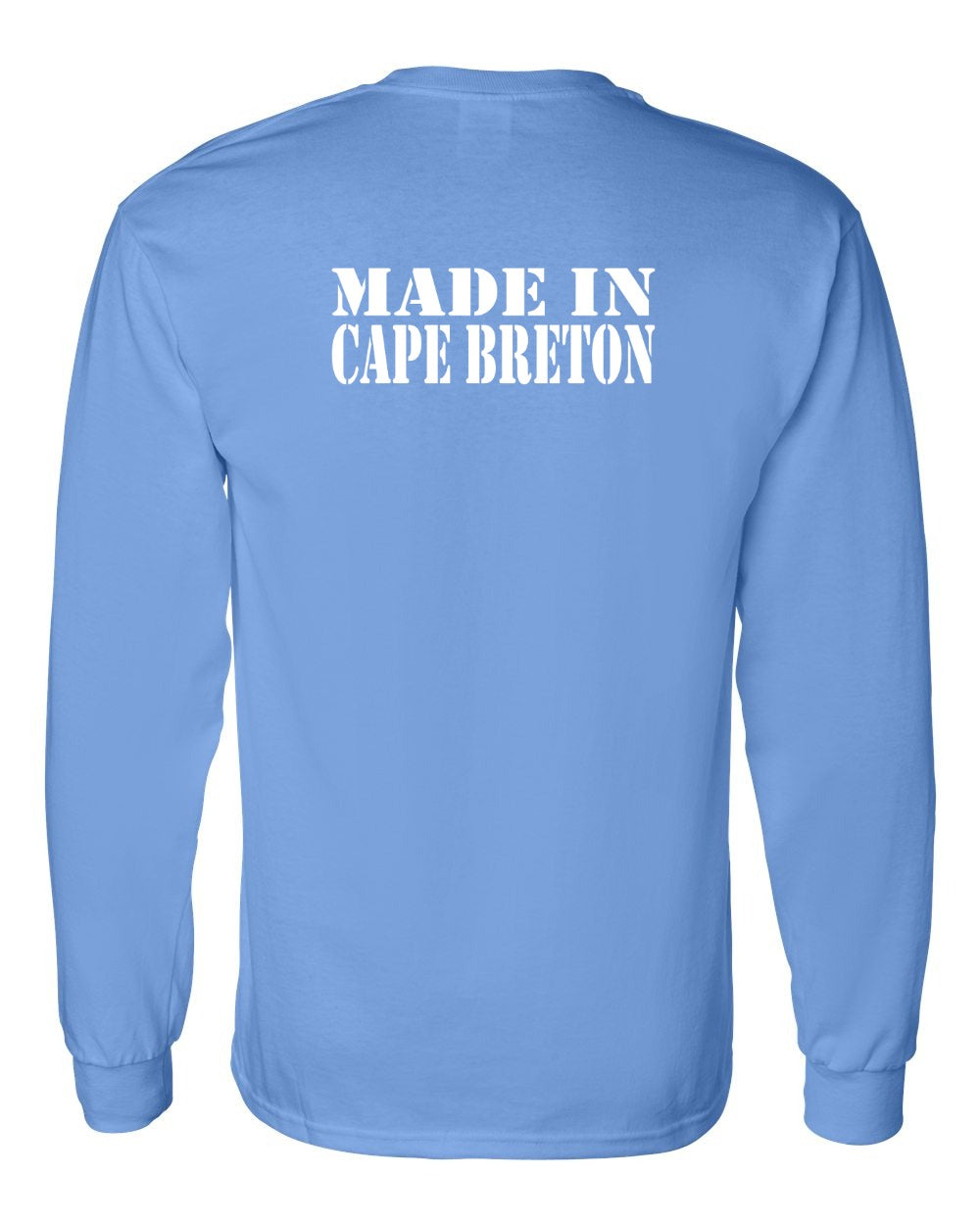 Made In Cape Breton White Left Chest and Back Long Sleeve Tee