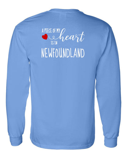A piece of My heart in Newfoundland (Red Heart) Left Chest and Back Long Sleeve