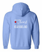 A piece of My heart in NFLD (Red Heart) Left Chest and Back Zip Hoodie - Unisex