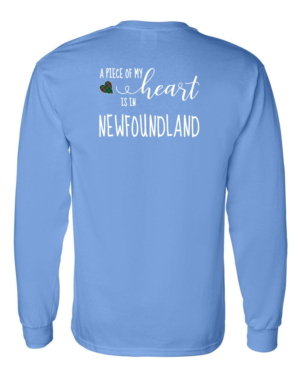 A piece of My heart in Newfoundland (Tartan Heart) Left Chest and Back Long Sleeve