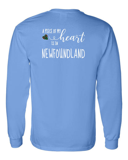 A piece of My heart in Newfoundland (Tartan Heart) Left Chest and Back Long Sleeve