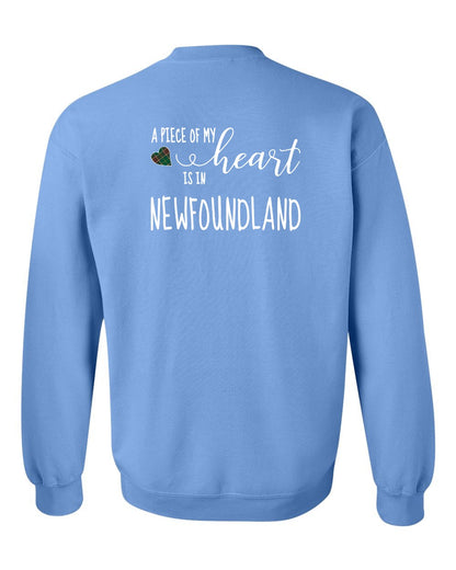 A piece of My heart in Newfoundland (Tartan Heart) Left Chest and Back Crewneck Sweatshirt
