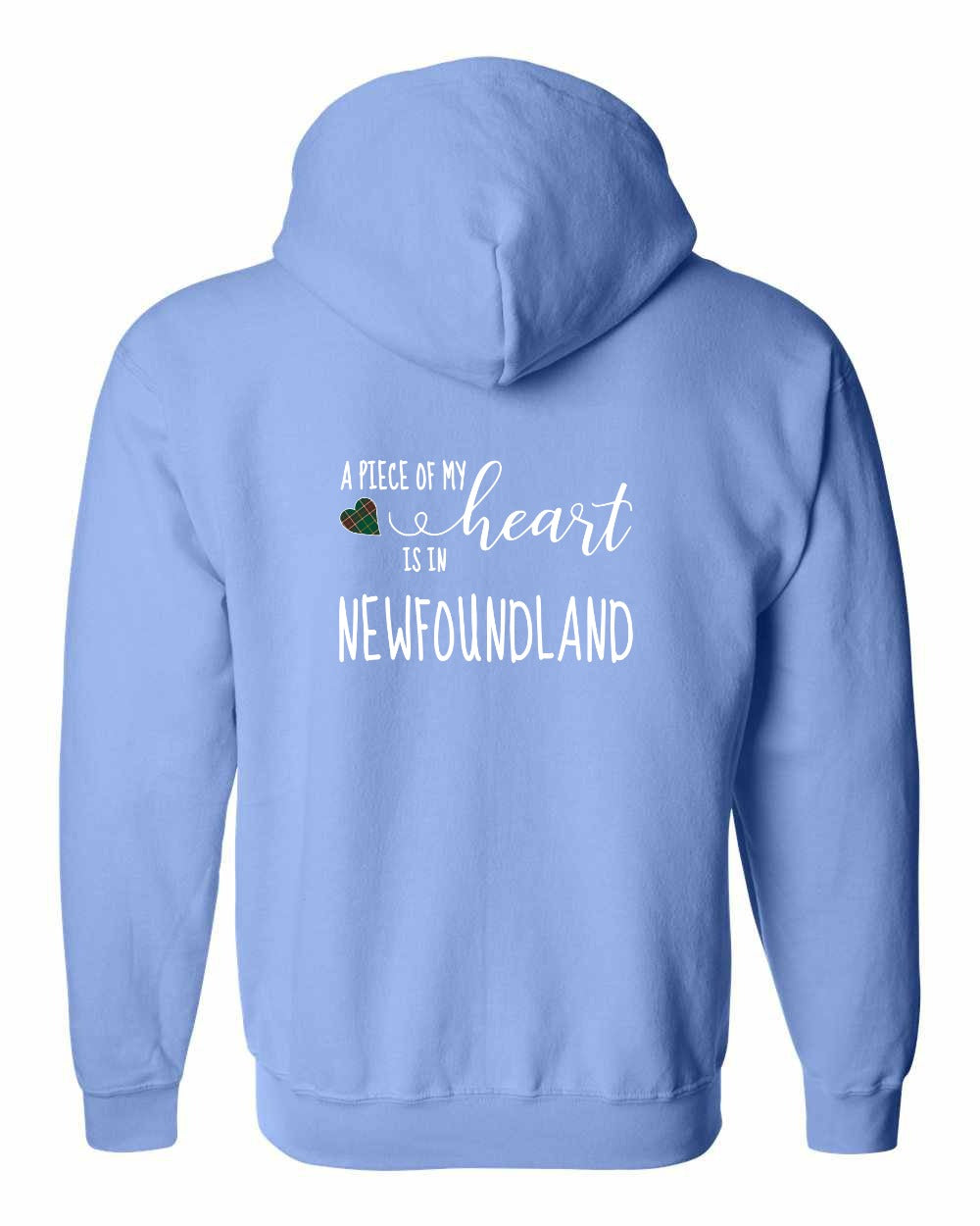 A piece of My heart in Newfoundland (Tartan Heart) Left Chest and Back Zip Hoodie