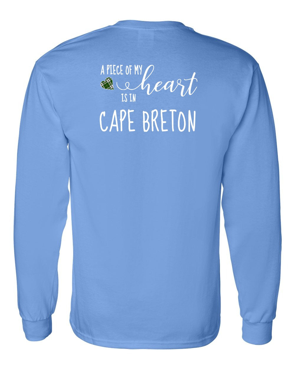A piece of My heart in Cape Breton (Tartan Heart) Left Chest and Back Long Sleeve Tee