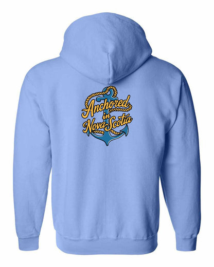 Anchored in Nova Scotia (New Design) Left Chest and Back zip-hoodie