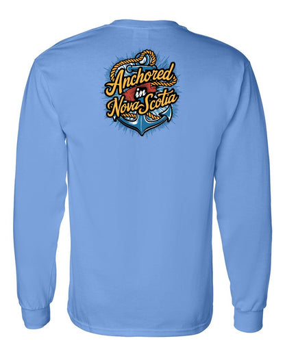 Anchored In Nova Scotia (Old Design) Left Chest and Back Long Sleeve Tee
