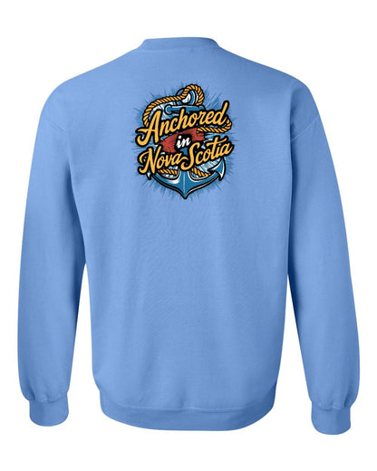 Anchored In Nova Scotia (Old Design) Left Chest and Back crew-neck