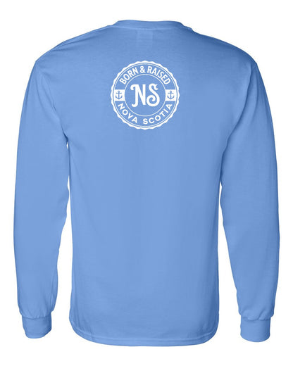 Born & Raised Nova Scotia Left Chest and Back Long Sleeve Tee
