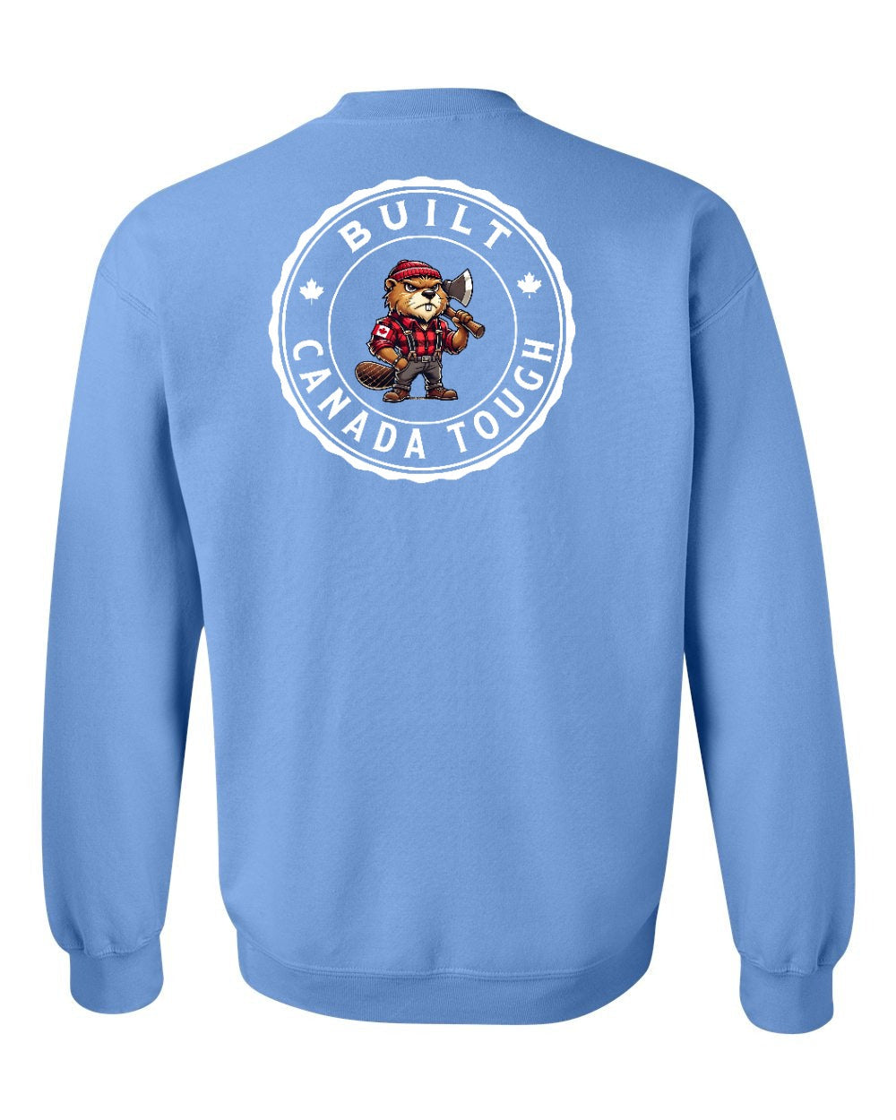 Built Canada Tough Male Beaver Left Chest and Back Crewneck