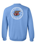 Calm Cool Moose and Beaver Left Chest and Back Crewneck Sweatshirt - Gildan Canada (sewn Internationally) - Unisex