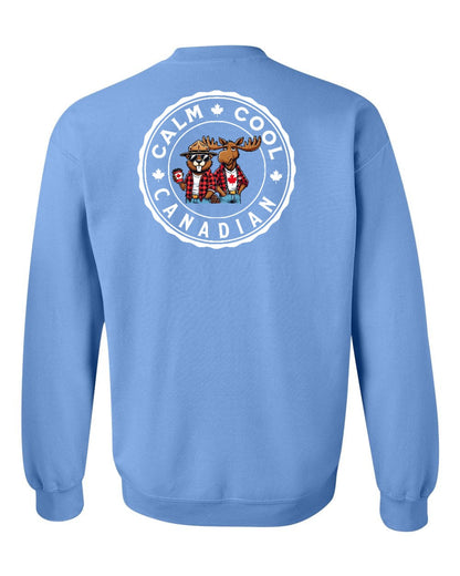 Calm Cool Moose and Beaver Left Chest and Back Crewneck