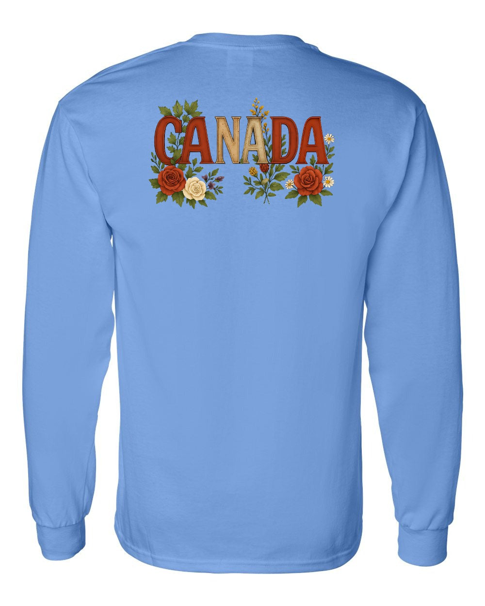 Canada Flowers Left Chest and Back Long Sleeve - Gildan Canada (sewn Internationally) - Unisex