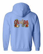 Canada Flowers Left Chest and Back Zip Hoodie - Gildan Canada (sewn Internationally) - Unisex
