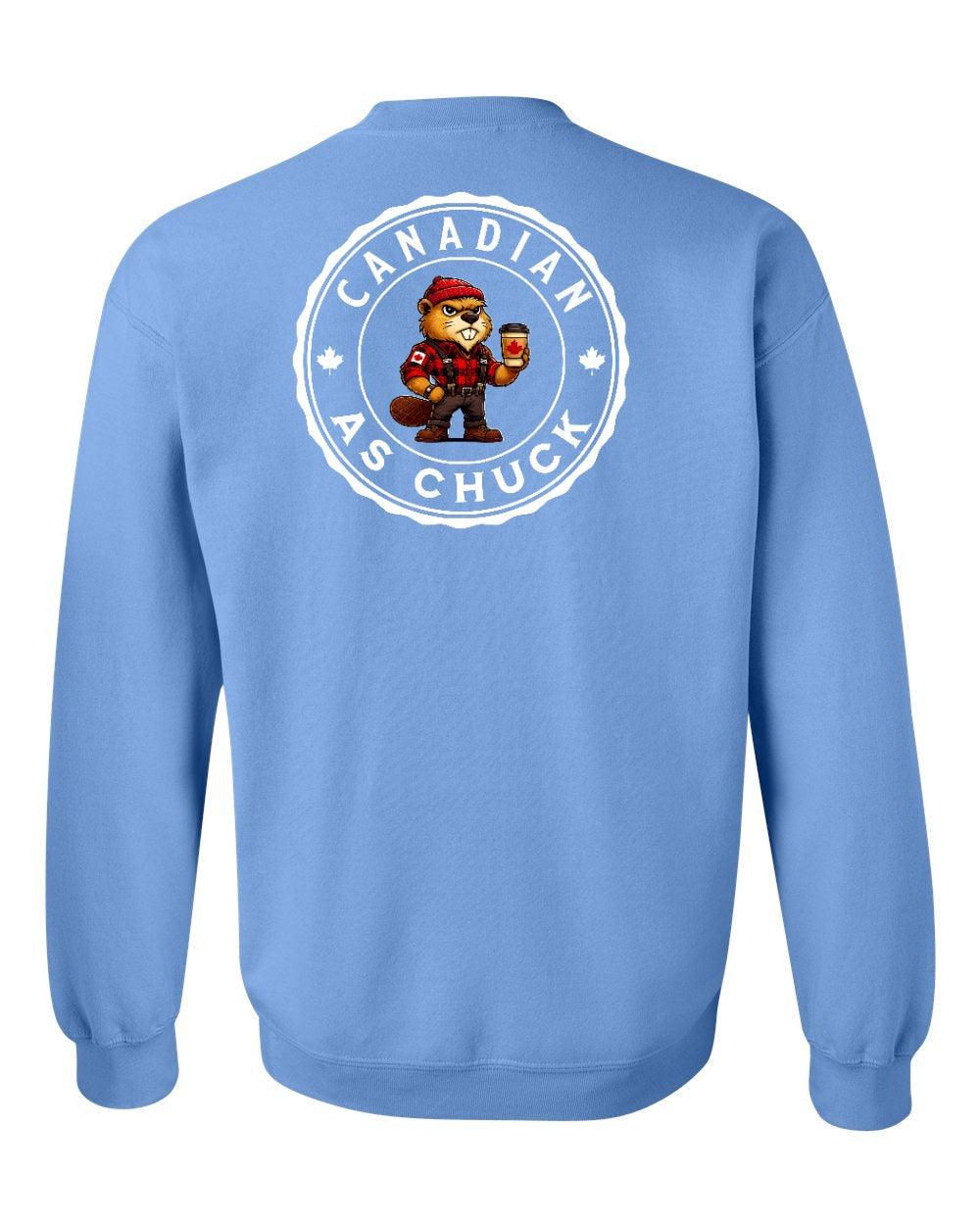 CDN as Chuck Male Beaver Left Chest and Back Crewneck Sweatshirt - Gildan Canada (sewn Internationally) - Unisex