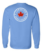 Canadian Born & Rasied Left Chest and Back Long Sleeve - Gildan Canada (sewn Internationally) - Unisex