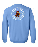 Canadiano just Coffee EH! Male Beaver Left Chest and Back Crewneck Sweatshirt - Gildan Canada (sewn Internationally) - Unisex