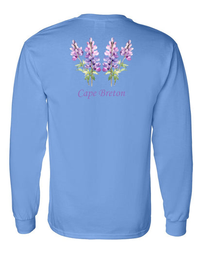Cape Breton Lupin Left Chest and Back Long Sleeve Tee