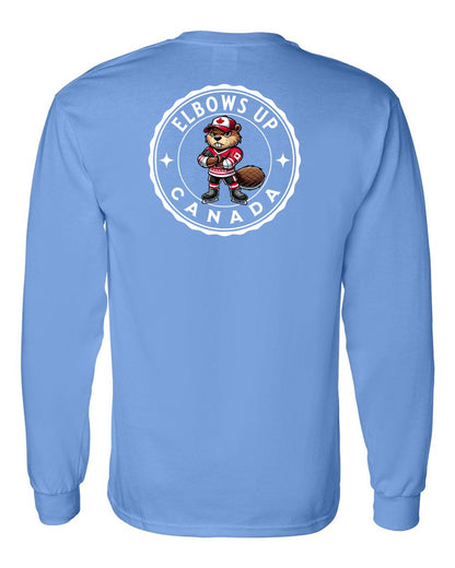 Elbows up Beaver Left Chest and Back Long Sleeve