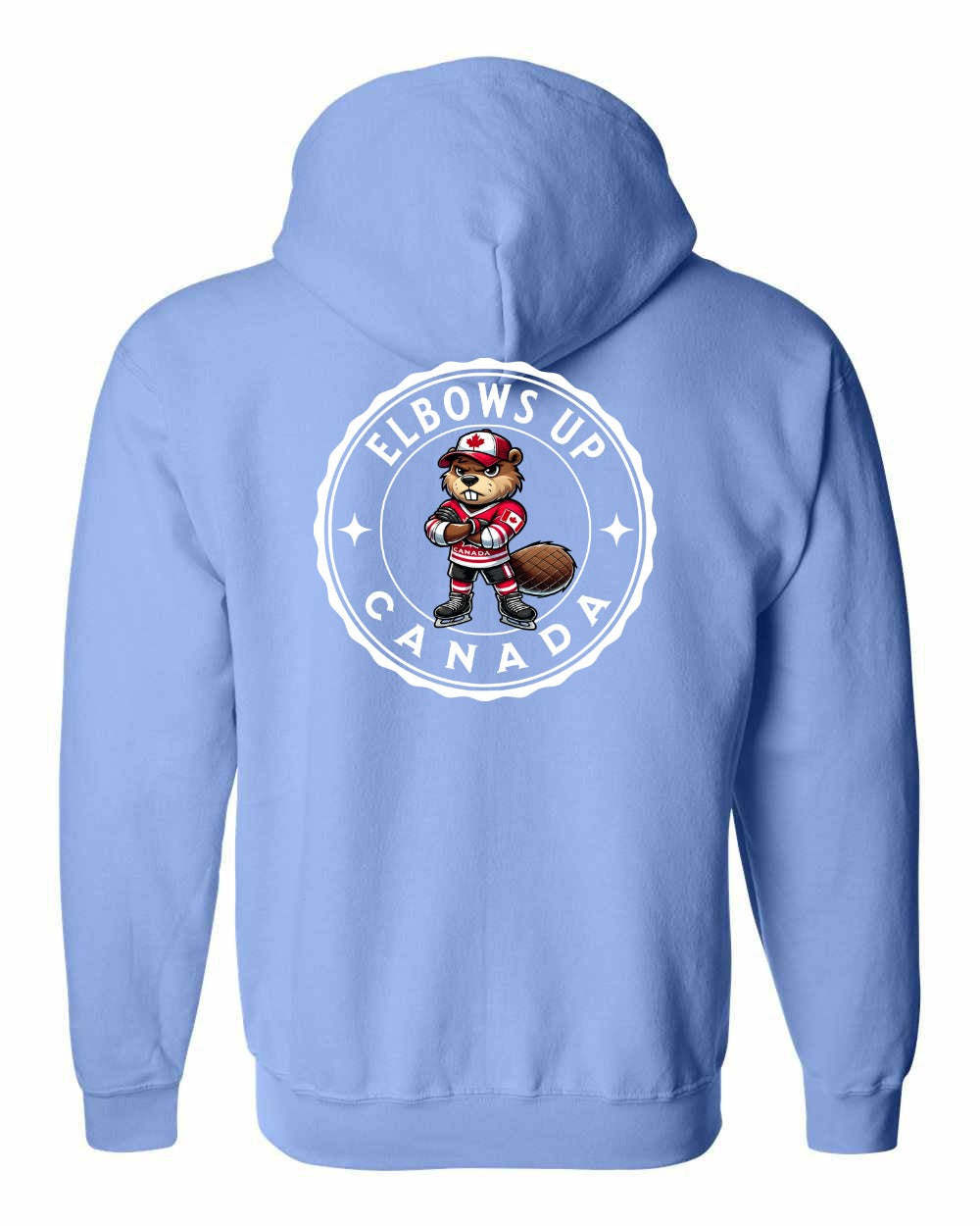 Elbows up Beaver Left Chest and Back Zip Hoodie - Gildan Canada (sewn Internationally) - Unisex