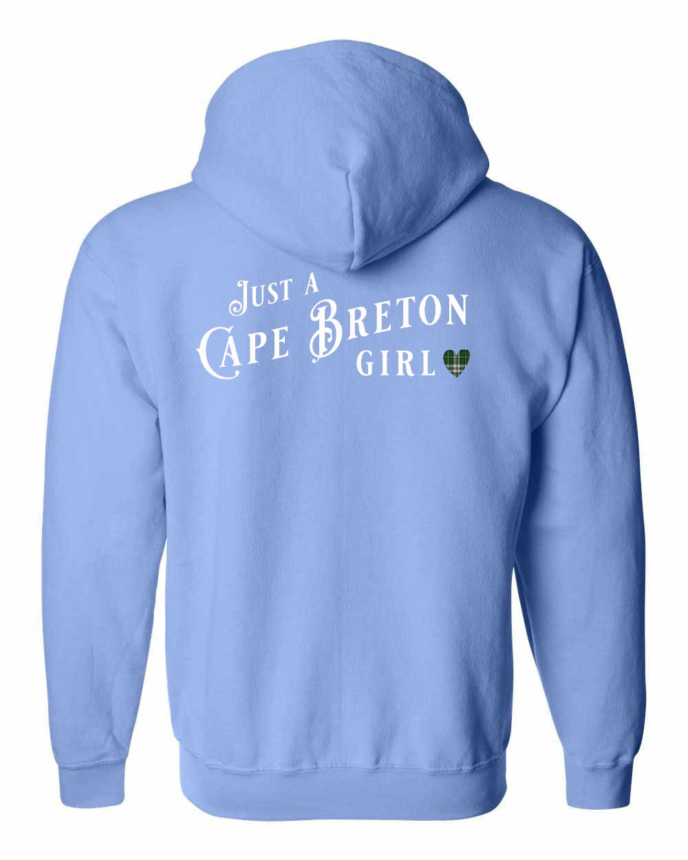 Just a Cape Breton Girl Tartan Left Chest and Back Zip Hoodie