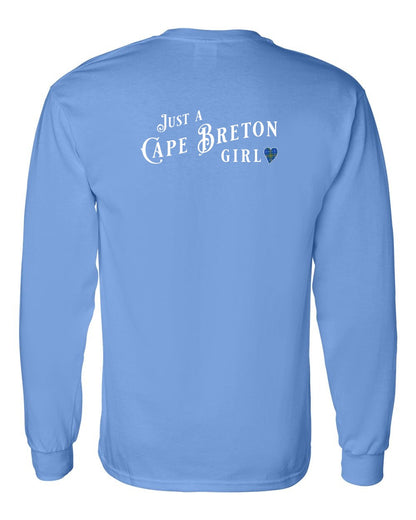 Just a Cape Breton Girl Tartan Left Chest and Back Long Sleeve Tee