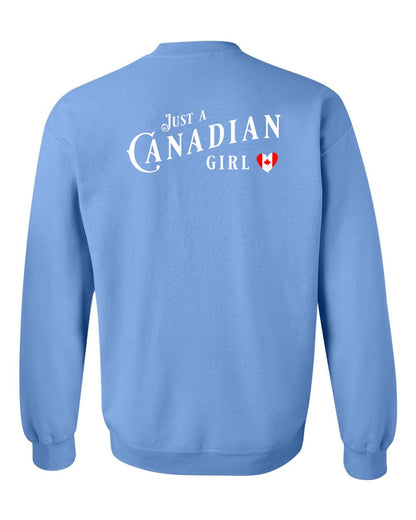 Just A Canadian Girl (Heart Flag Full) Left Chest and Back Crewneck