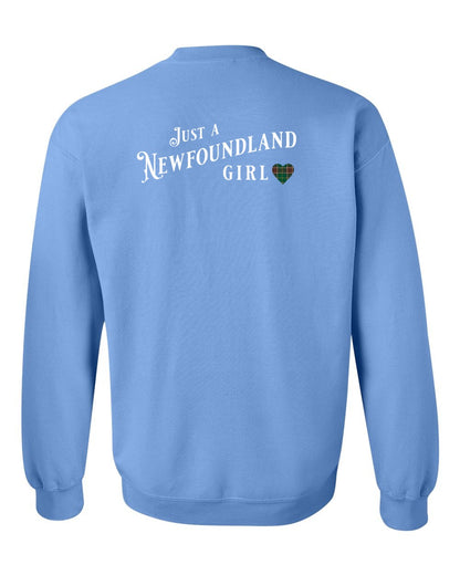 Just a Newfoundland Girl Tartan Left Chest and Back Crewneck Sweatshirt