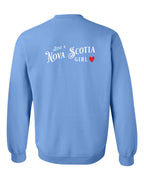 Just a NS Girl Red Heart Left Chest and Back Crewneck Sweatshirt - Unisex
