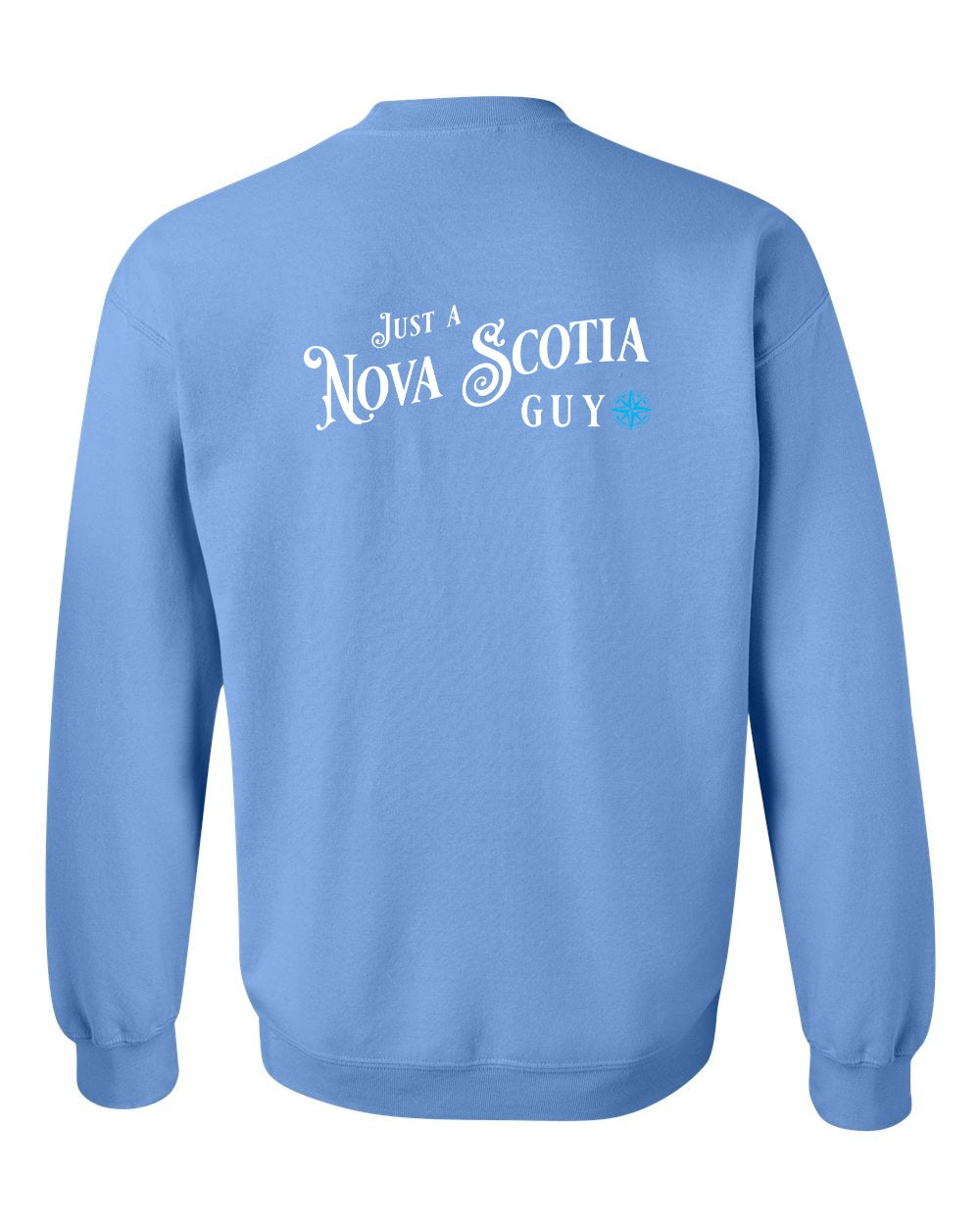Just a Nova Scotia Guy blue Left Chest and Back crew-neck