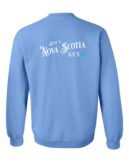 Just a Nova Scotia Guy blue Left Chest and Back crew-neck