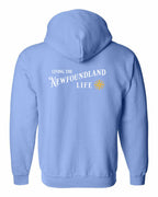 Living the NFLD Life yellow Left Chest and Back Zip Hoodie - Unisex