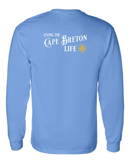 Living the Cape Breton Life yellow Left Chest and Back Long Sleeve Tee