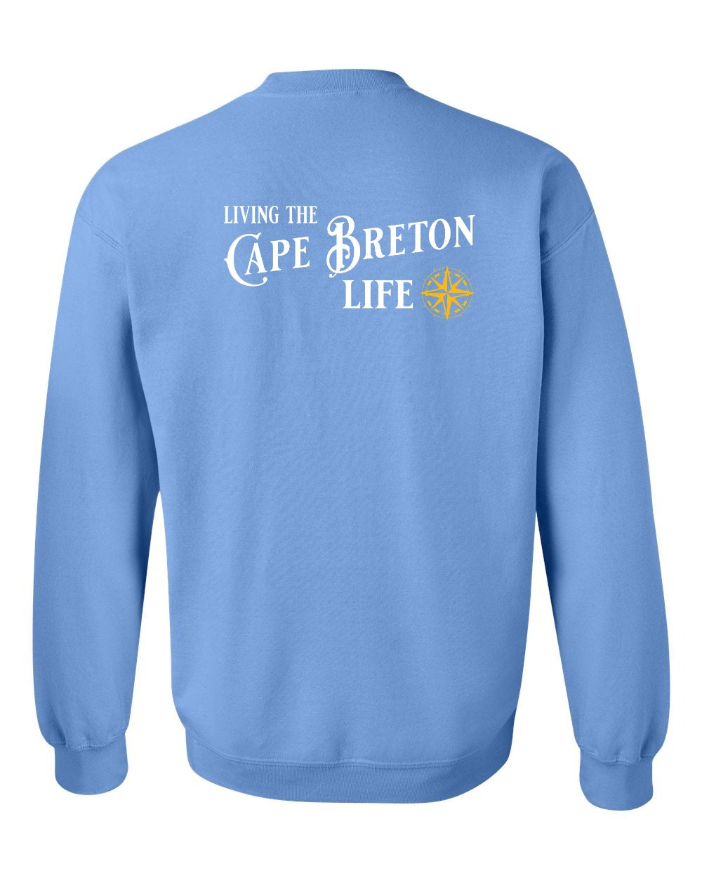 Living the Cape Breton Life yellow Left Chest and Back Crewneck Sweatshirt