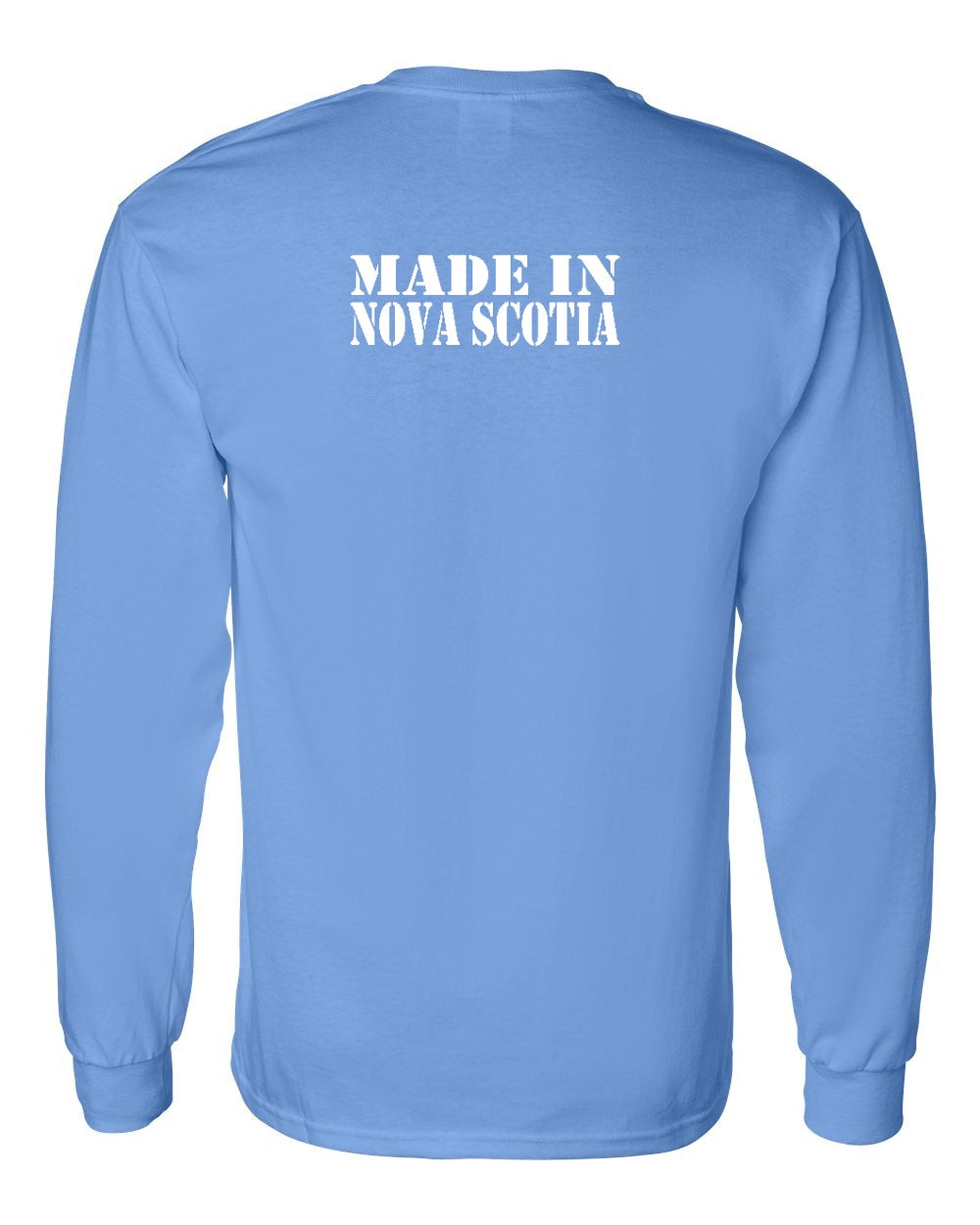Made In NS ( White Lettering) Left Chest and Back Long Sleeve Tee - Unisex
